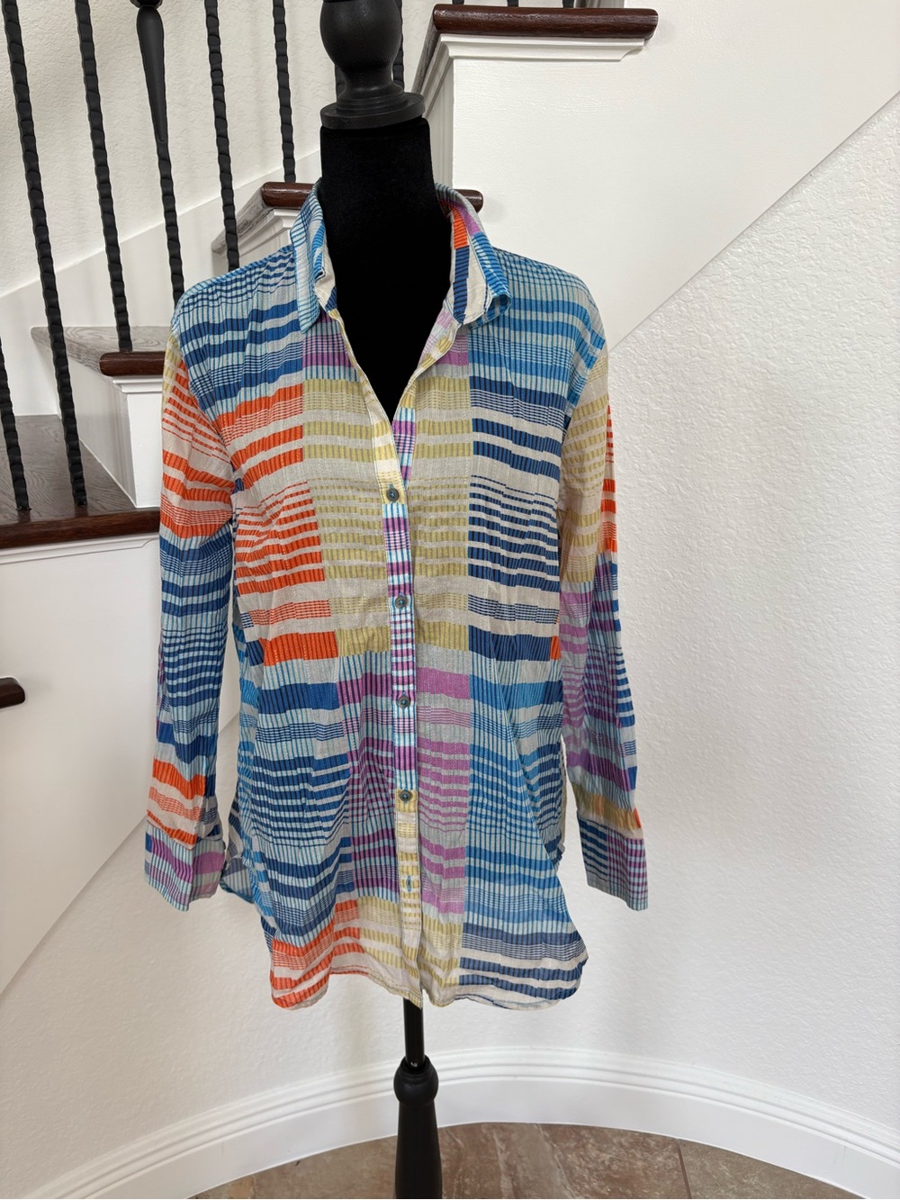 NIC+ZOE Multicolor Striped Casual Button-Down Shirt